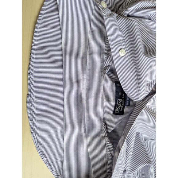 Polo by Ralph Lauren S Made in USA 100% Cotton Purple Stripe shirt Logo - Picture 10 of 12